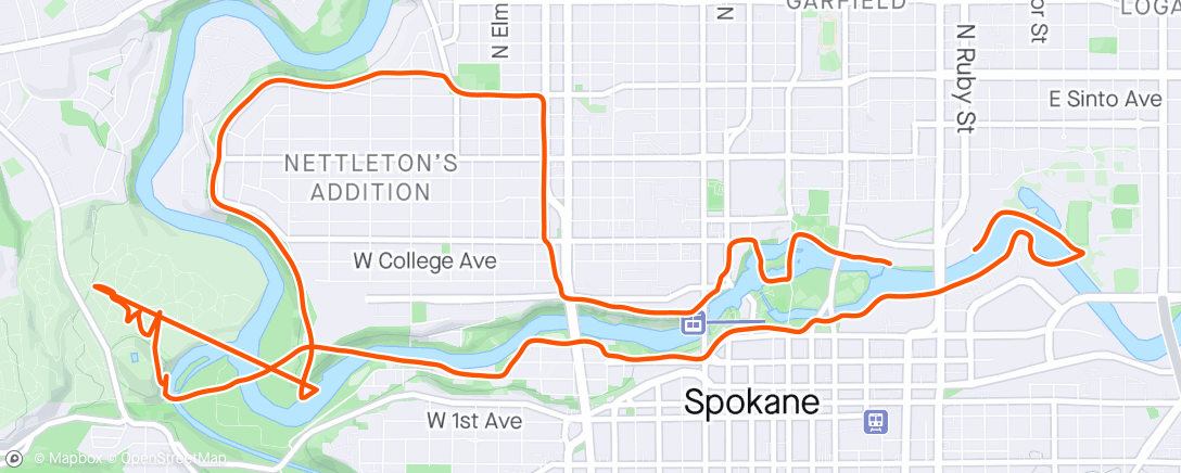 Mapa de la actividad, Morning after tour of Spokane