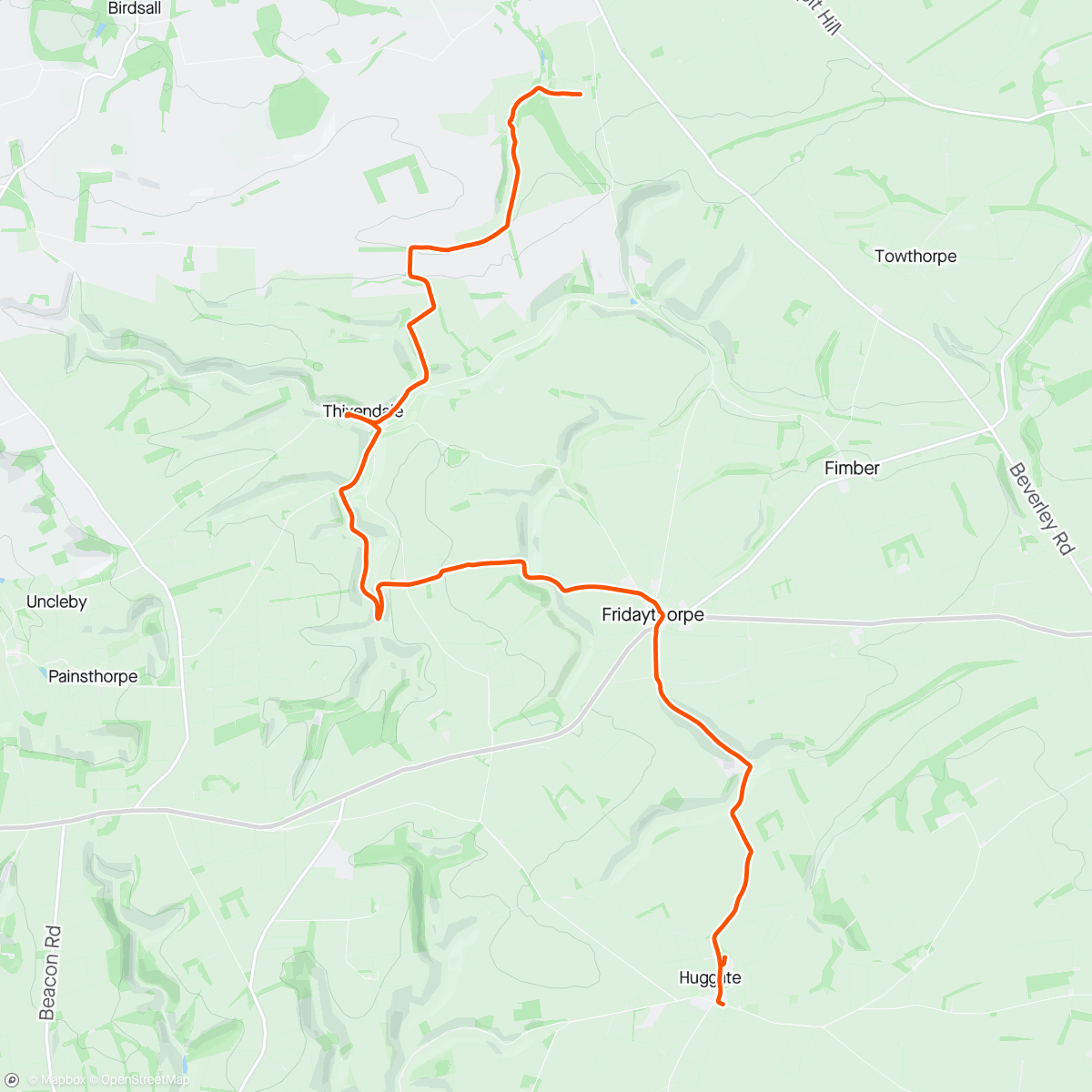 Map of the activity, Yorkshire Wolds Way 🐴