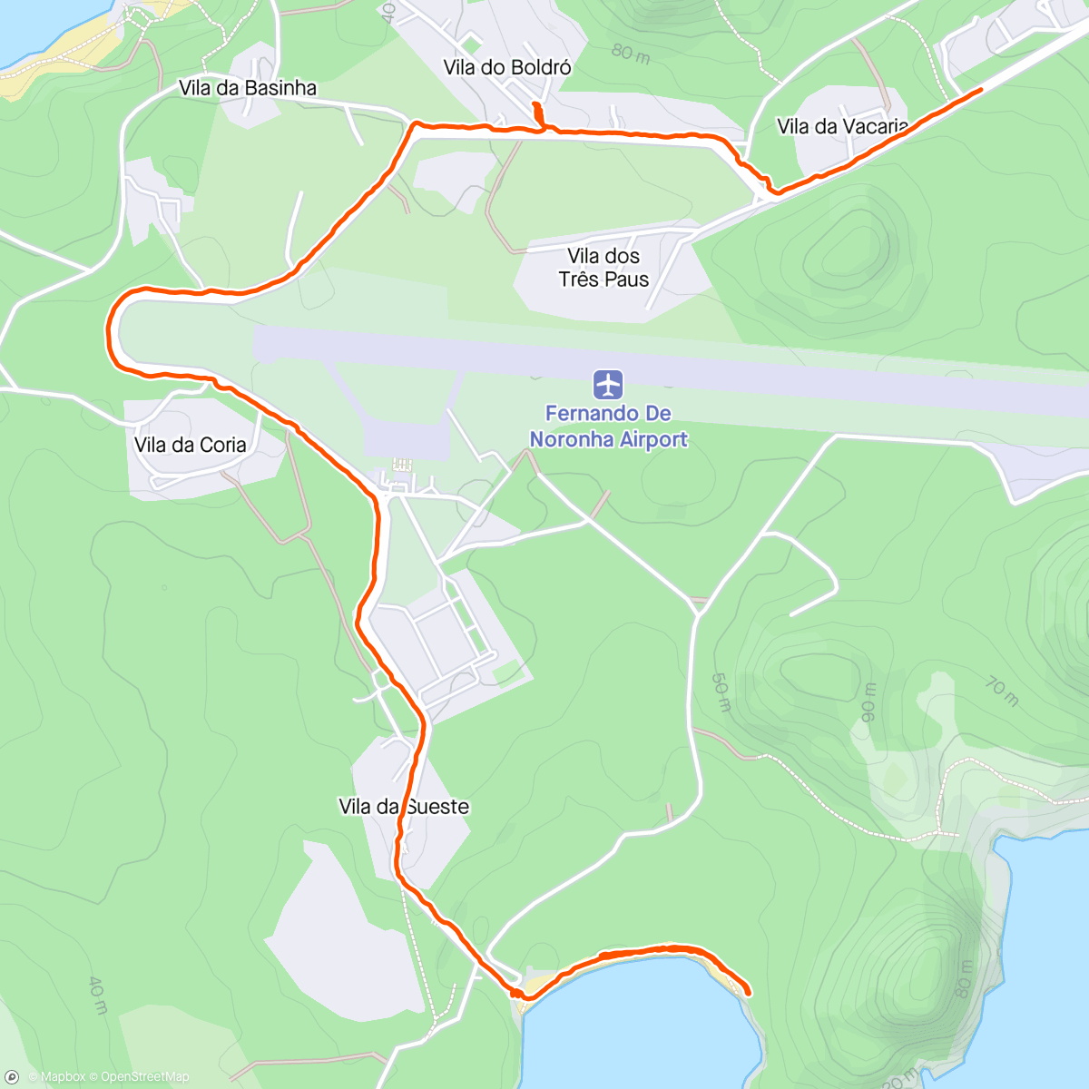 Map of the activity, Caminhada até o Sueste
