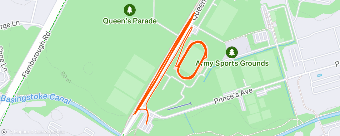 Map of the activity, 2 x 2.6k pacing, 8 x 400