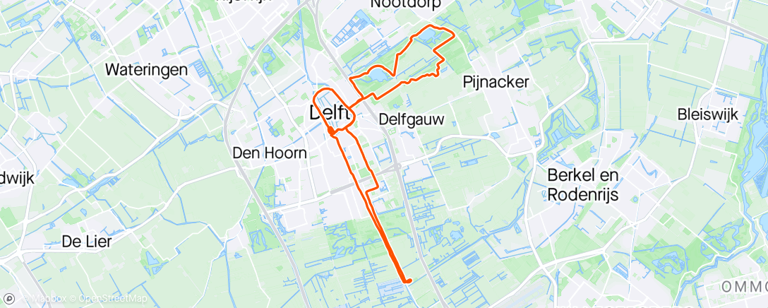 Map of the activity, Running around Delft