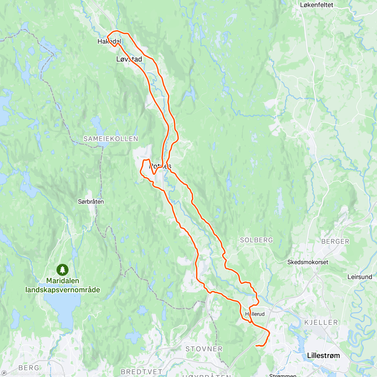 Map of the activity, 2 hours easy MTB after indoor efforts