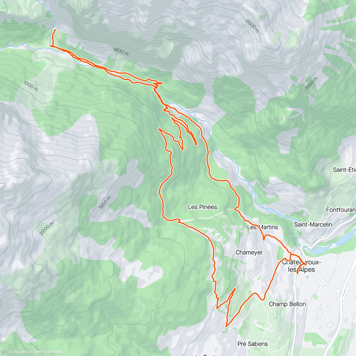 Map of the activity, Entre montagnes et sous-bois, Châteauroux-les-Alpes