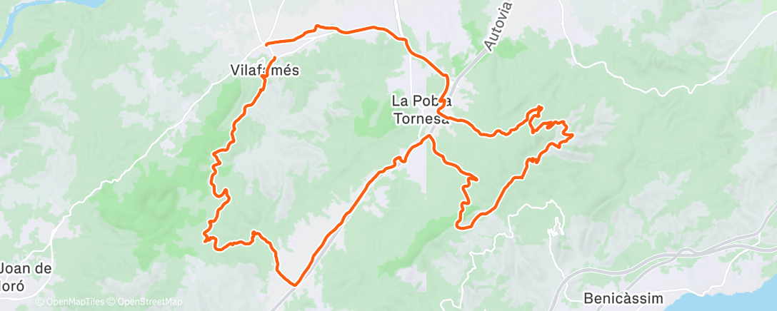 Map of the activity, Bicicleta de montaña por la tarde