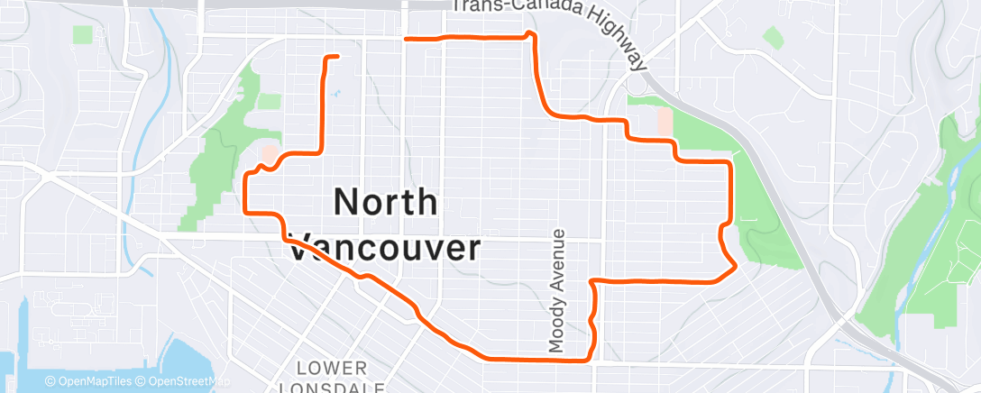 Map of the activity, Afternoon Run
