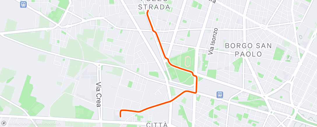Map of the activity, Pedalata pomeridiana