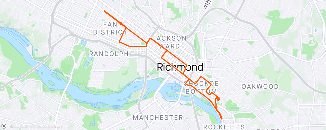 Map of the activity, Zwift - Pyramid Cadence Efforts in Richmond