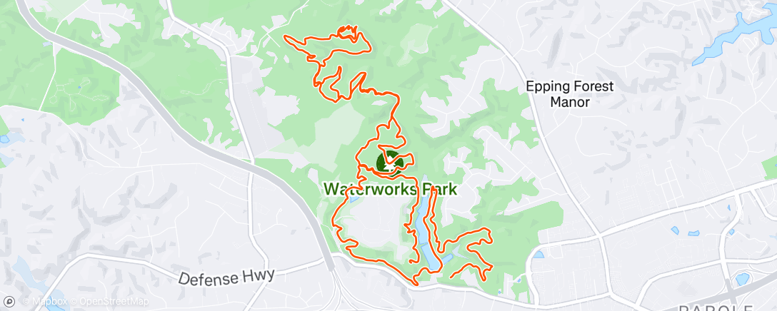 Map of the activity, Nice ride and tour with Matt, 1st timer on Waterwork trails.