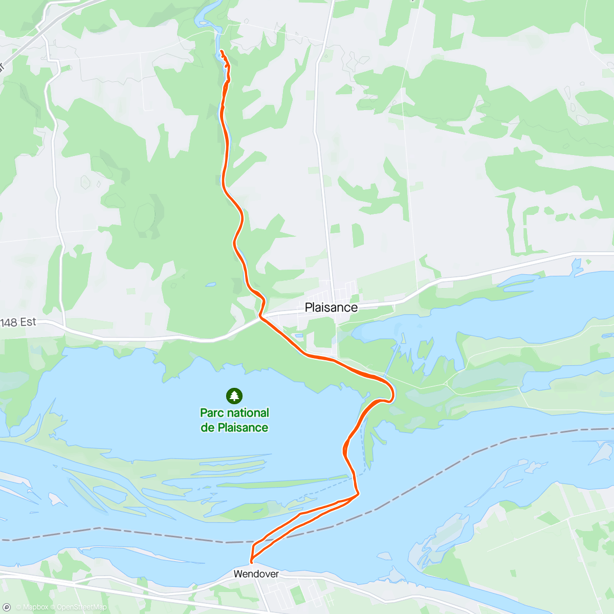 Map of the activity, Wendover to Plaisance Falls