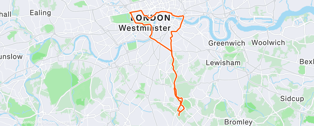 Map of the activity, Christmas Morning Ride