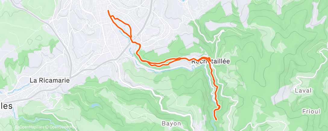 Карта физической активности (POV les trottoirs stéphanois sont plus dangereux que les chemins du Pilat)