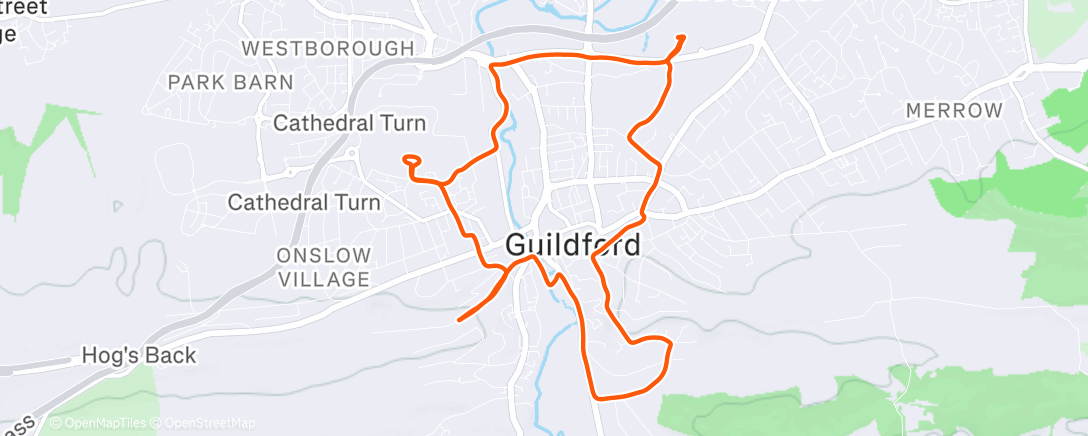 Map of the activity, Rolling hills