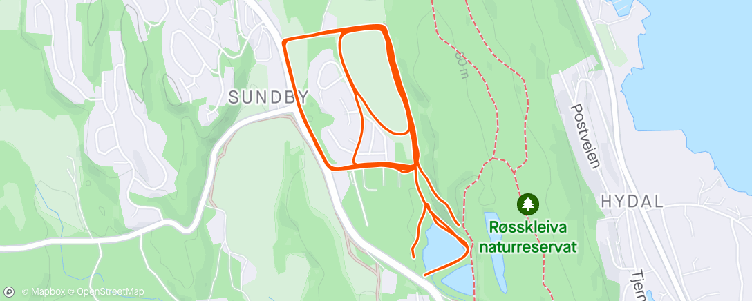 Map of the activity, Mandagsintervall 10x70sek x 2🏃🏻‍♂️😊