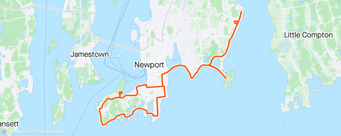 Map of the activity, Newport Rhode Races Marathon