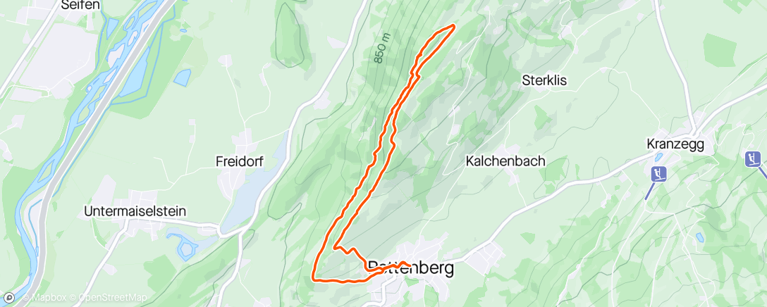 Map of the activity, Traillauf am Abend