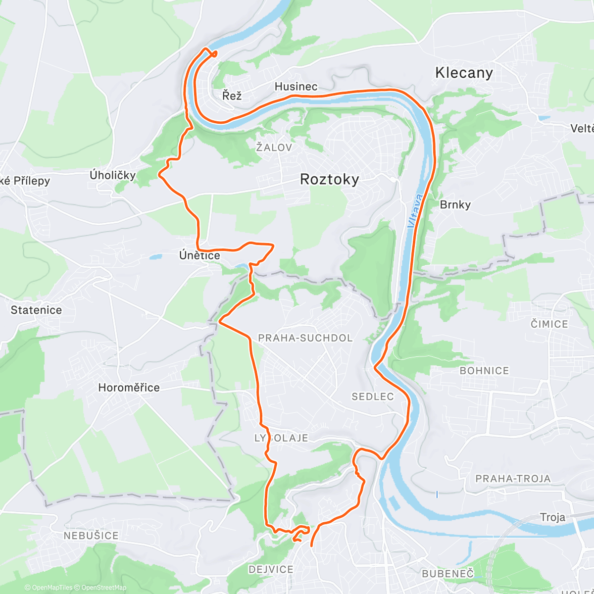 Карта физической активности (Pondělí Trail Run)