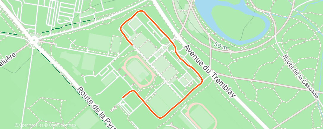 Map of the activity, Course à pied le midi
