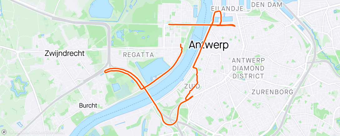 Map of the activity, Antwerp 10 Miles