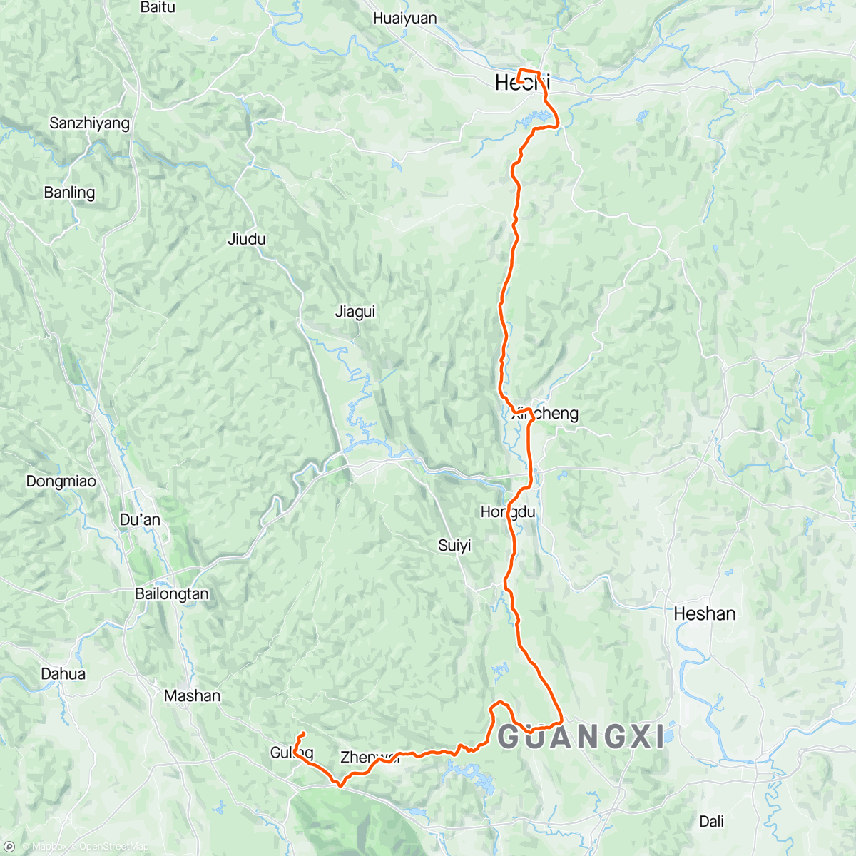 Map of the activity, Tour of Guangxi #5 on the 🔝