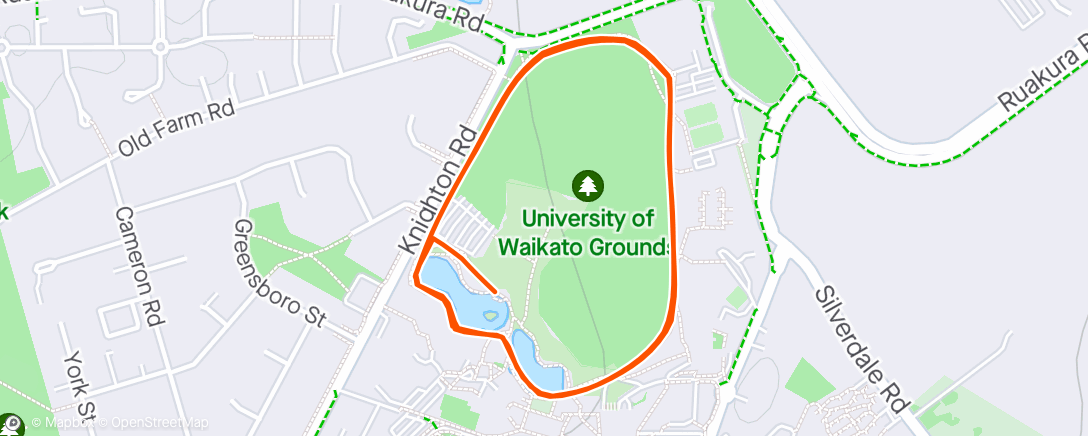 Map of the activity, University of Waikato Parkrun 50th time