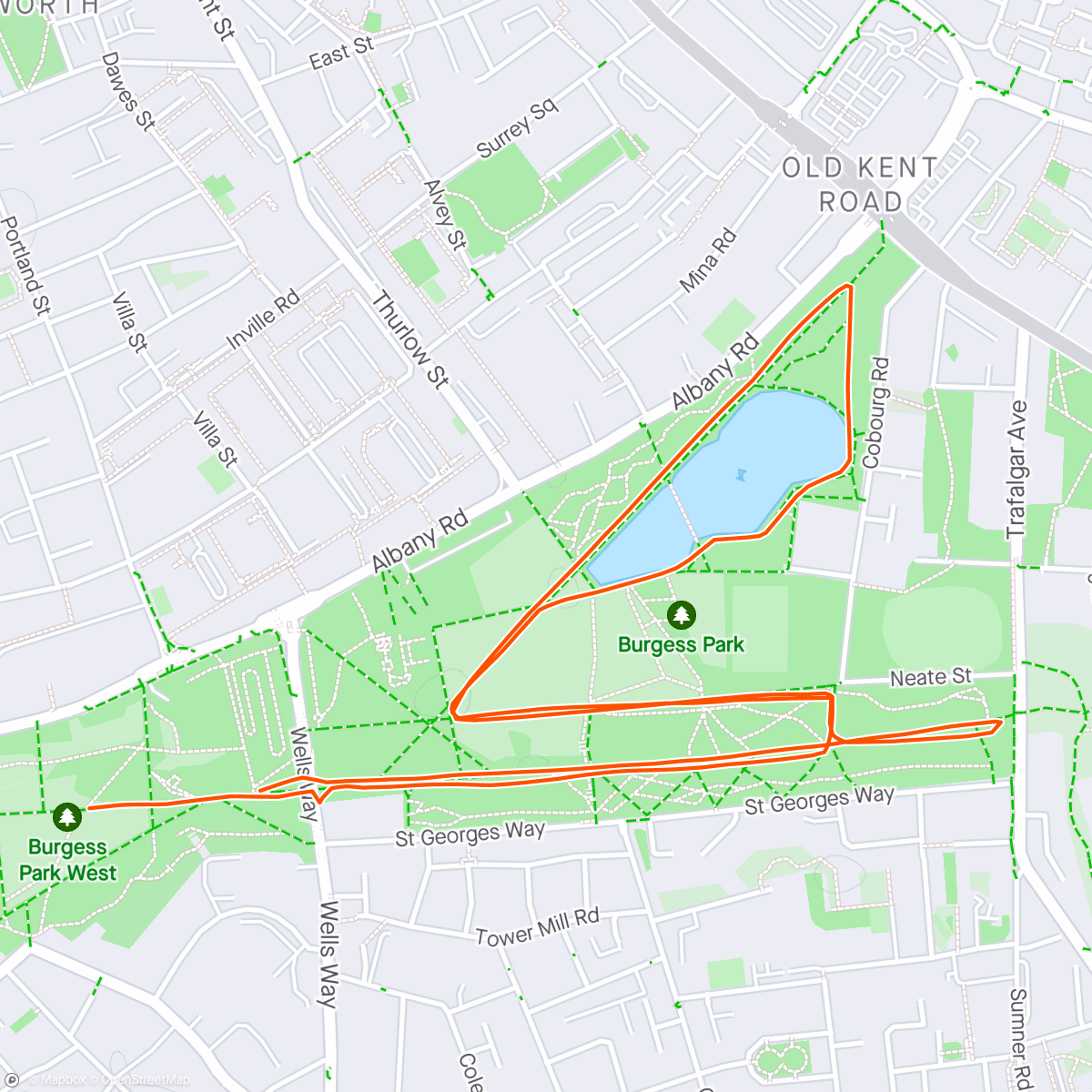 Map of the activity, 5km Park Run with London runners