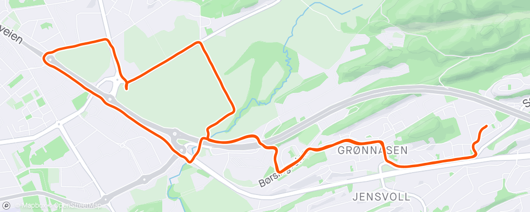 Map of the activity, Evening Run | Halv breial med peak på 5.0 km