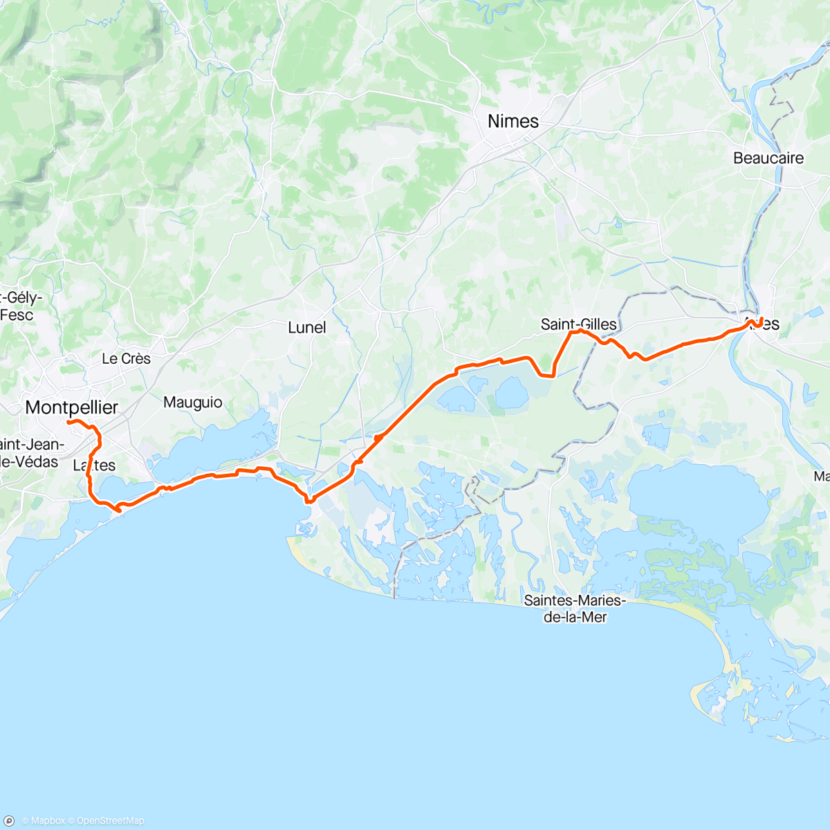 Map of the activity, Comment le pédaleur rentre par la route des plages