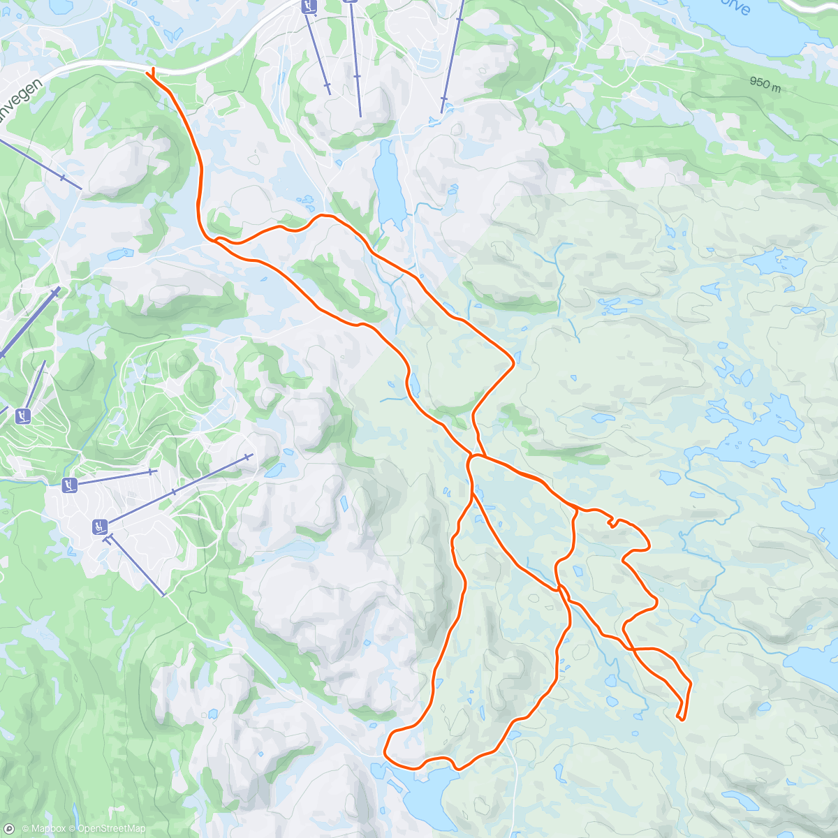 Mapa de la actividad (Fin skitur i Silkedalen. Varmt og fint,  med solbriller og faktor 50.)