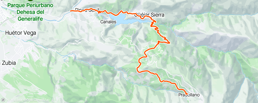 Map of the activity, Drive up to sierra Nevada