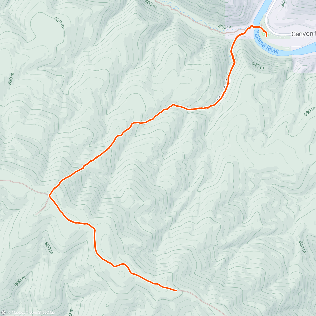 Map of the activity, Umtanum Ridge Hike with Liz, Katie, and the Dogs