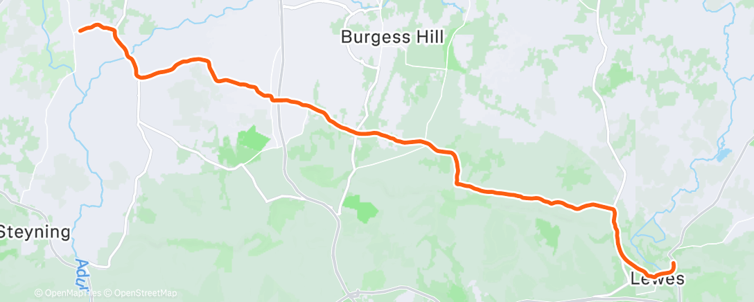 Map of the activity, Ride home with a bit of threshold