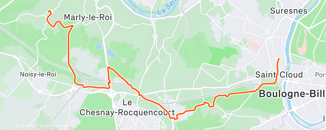 Map of the activity, Sortie VTT en soirée