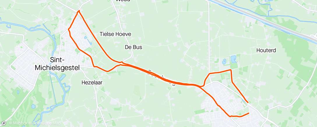 Map of the activity, Gestelronde met 10x 600m; P 2 min.