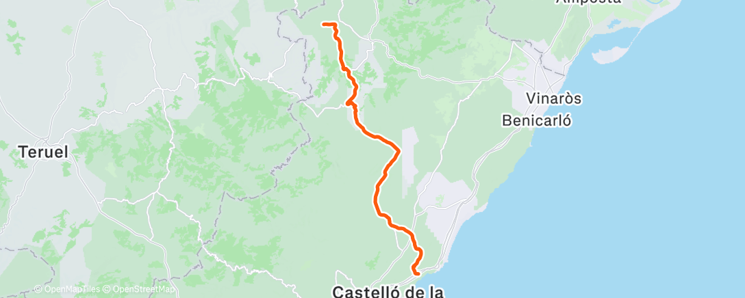 Map of the activity, Bicicleta por la tarde