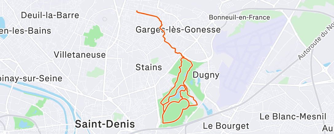 Map of the activity, run 2h