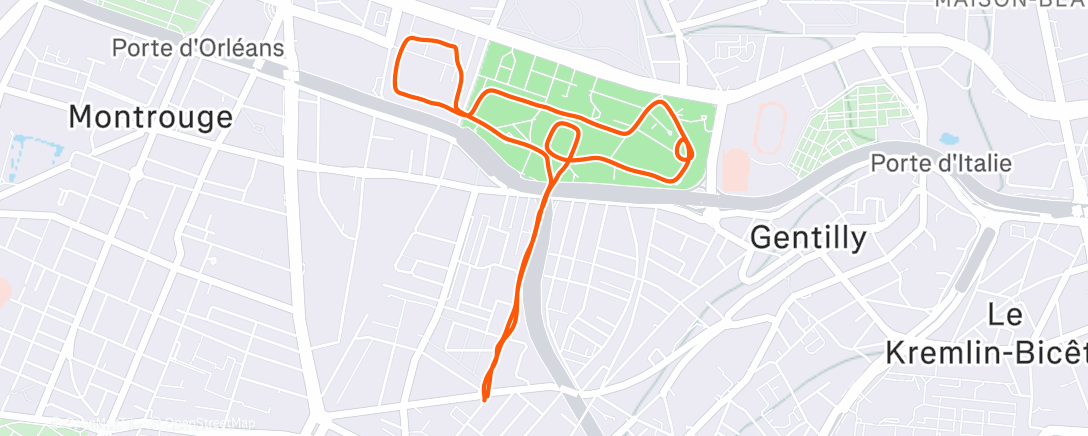 Map of the activity, Course à pied dans l'après-midi