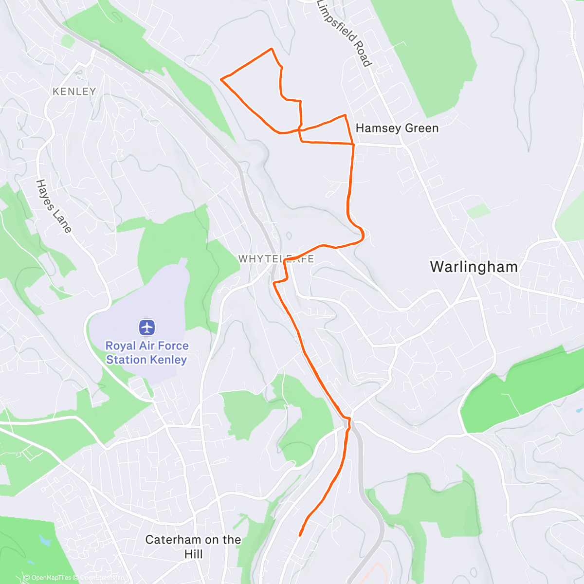 Map of the activity, Riddlesdown Christmas Day parkrun, my 13th. Legs so unwilling to run.