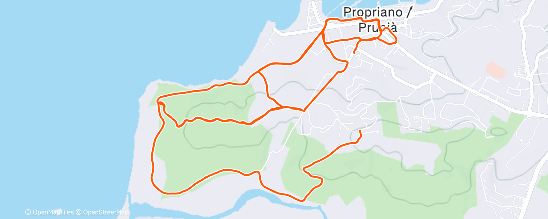 Map of the activity, Course à pied le midi