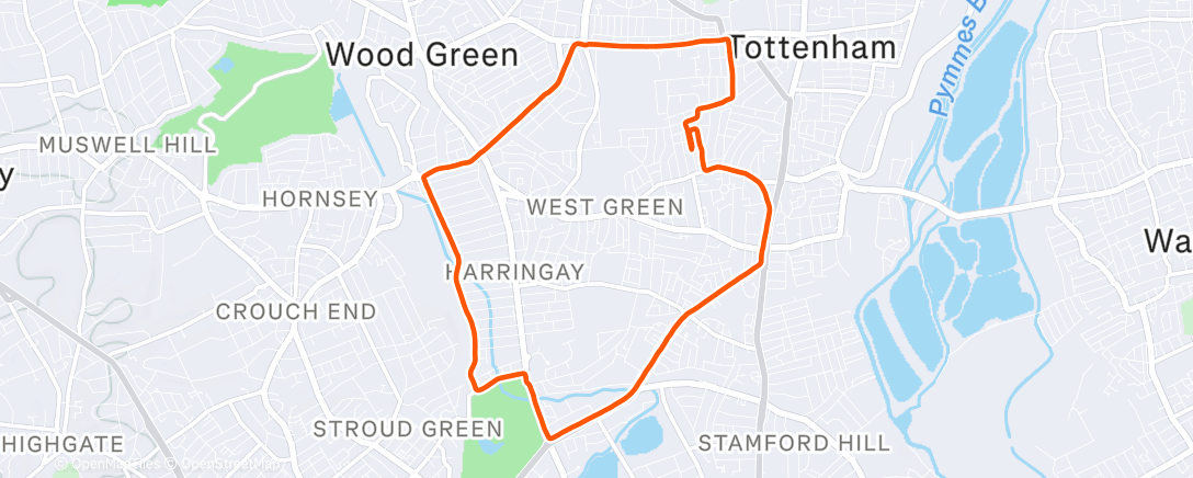 Map of the activity, Easy hour/10km