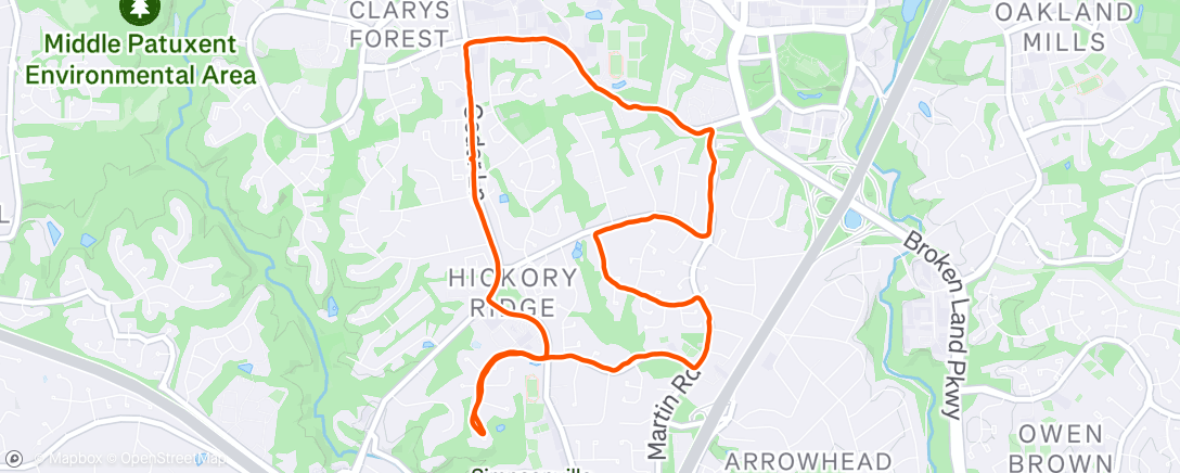 Map of the activity, Afternoon Run