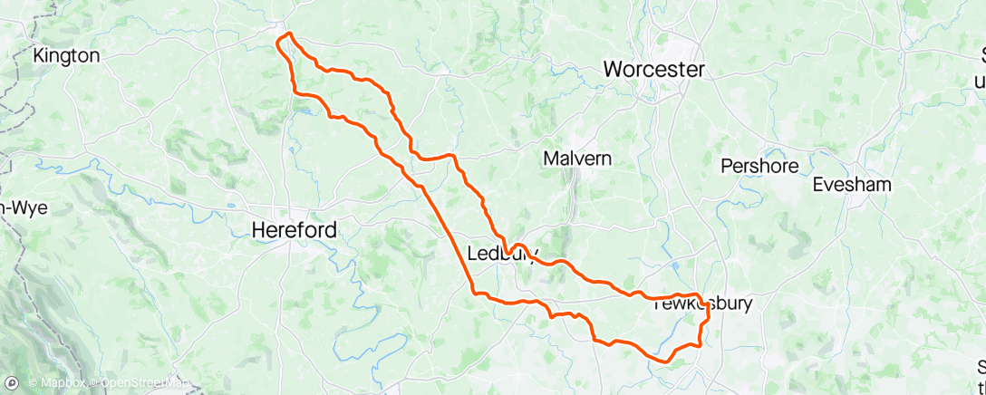 Map of the activity, Lumpy lolloping loop to Leominster