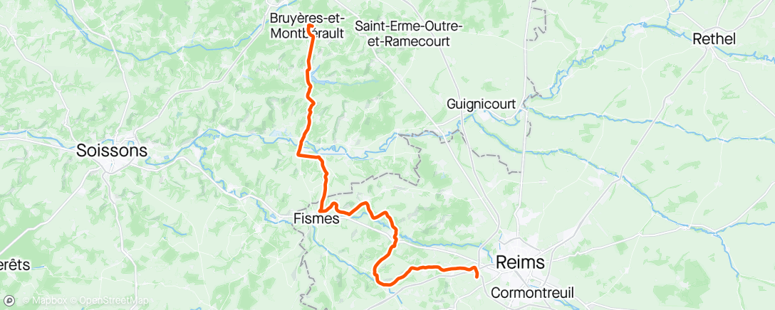 Map of the activity, Vélo dans l'après-midi