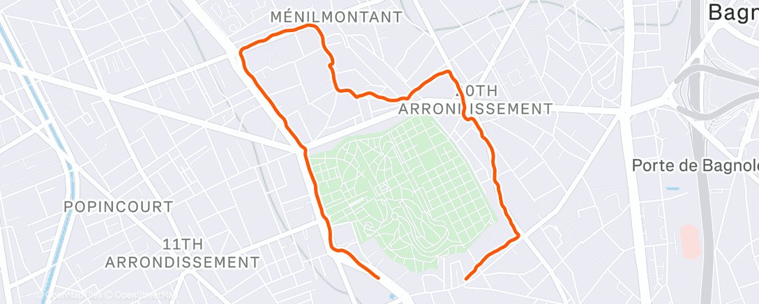 Map of the activity, Morning Run