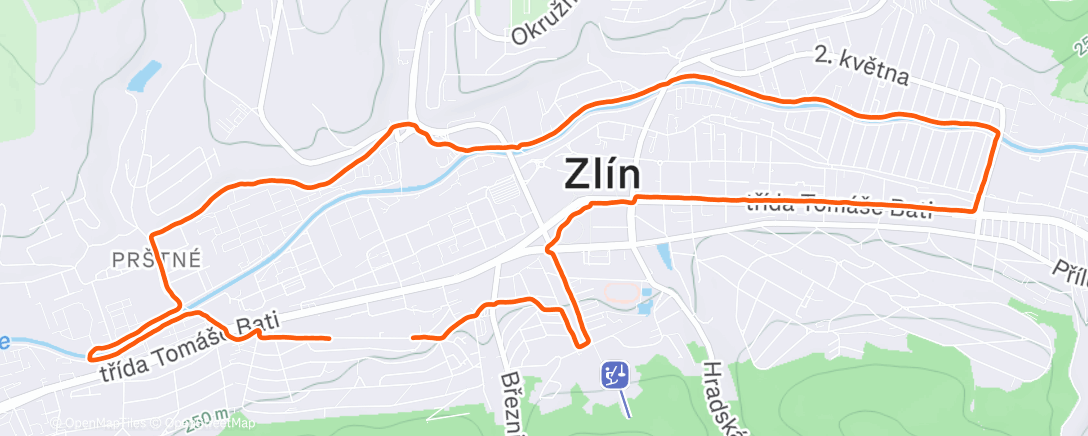 Map of the activity, Afternoon Run