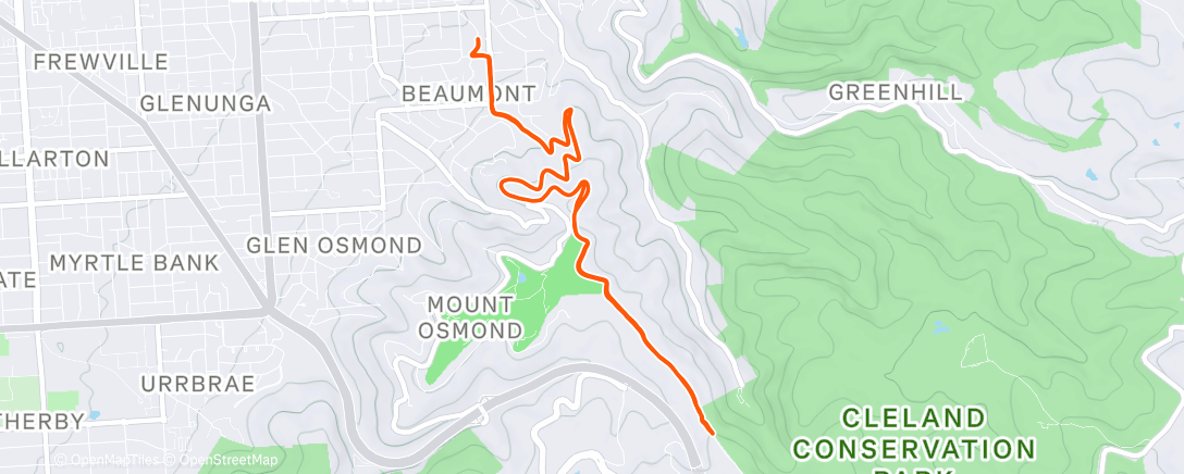 Map of the activity, Lunch Trail Run