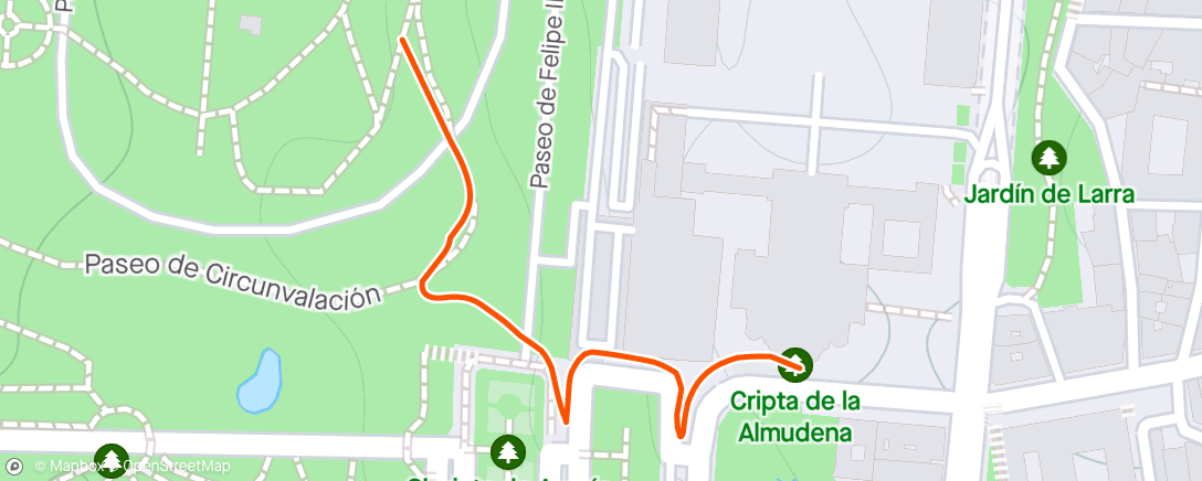 Map of the activity, Caminata vespertina