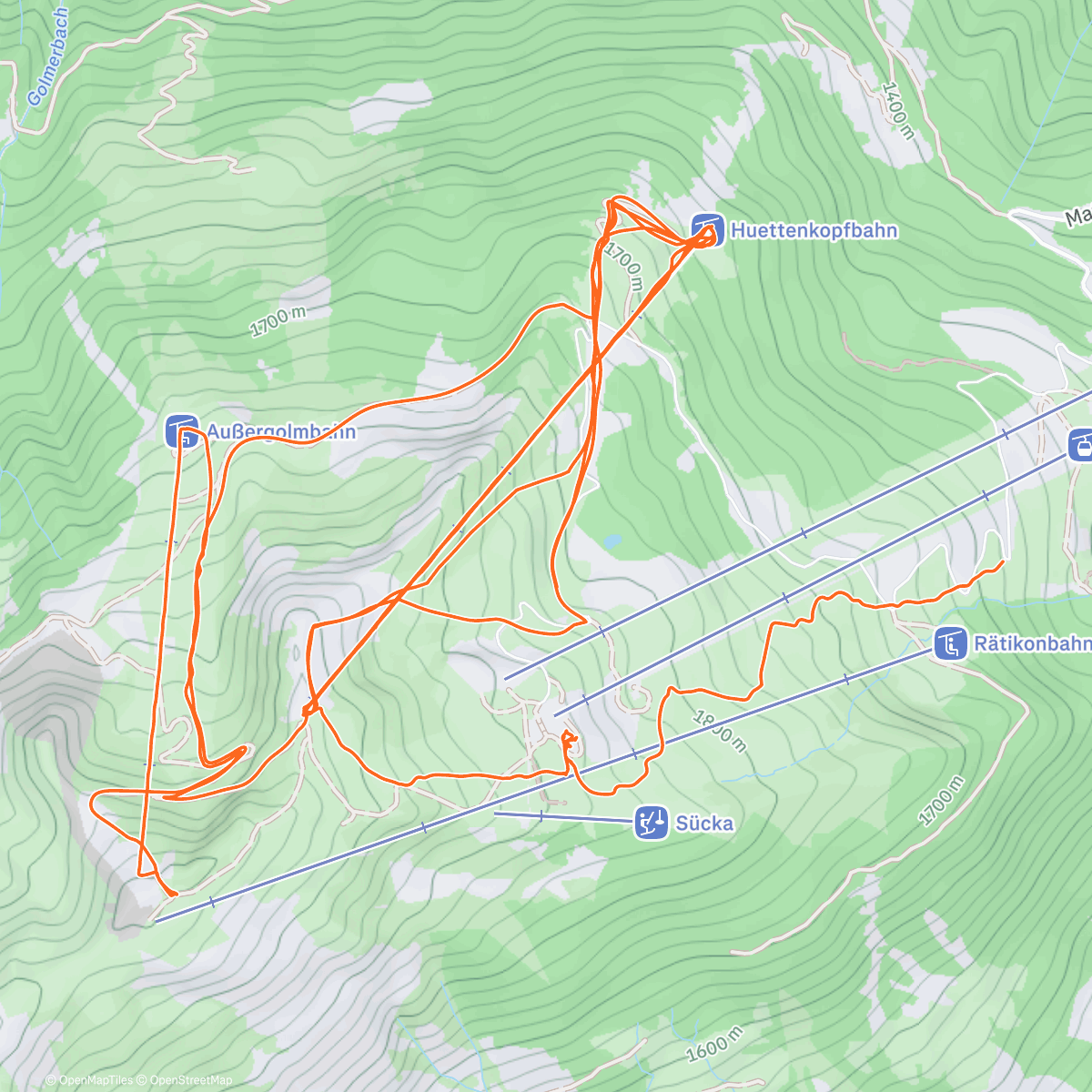 Map of the activity, Golm mit den Kids