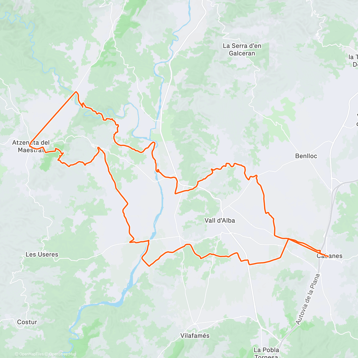 Map of the activity, Bicicleta de montaña matutina