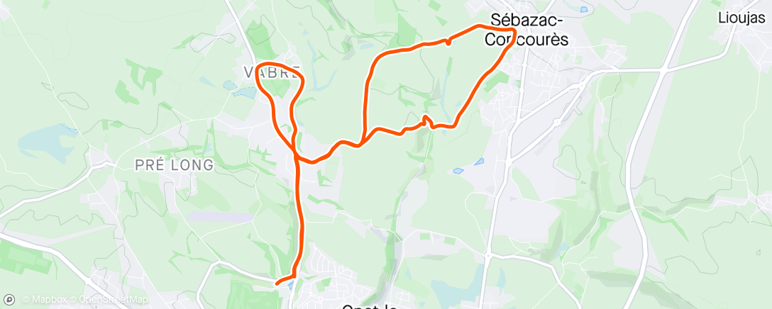 Map of the activity, Afternoon Run