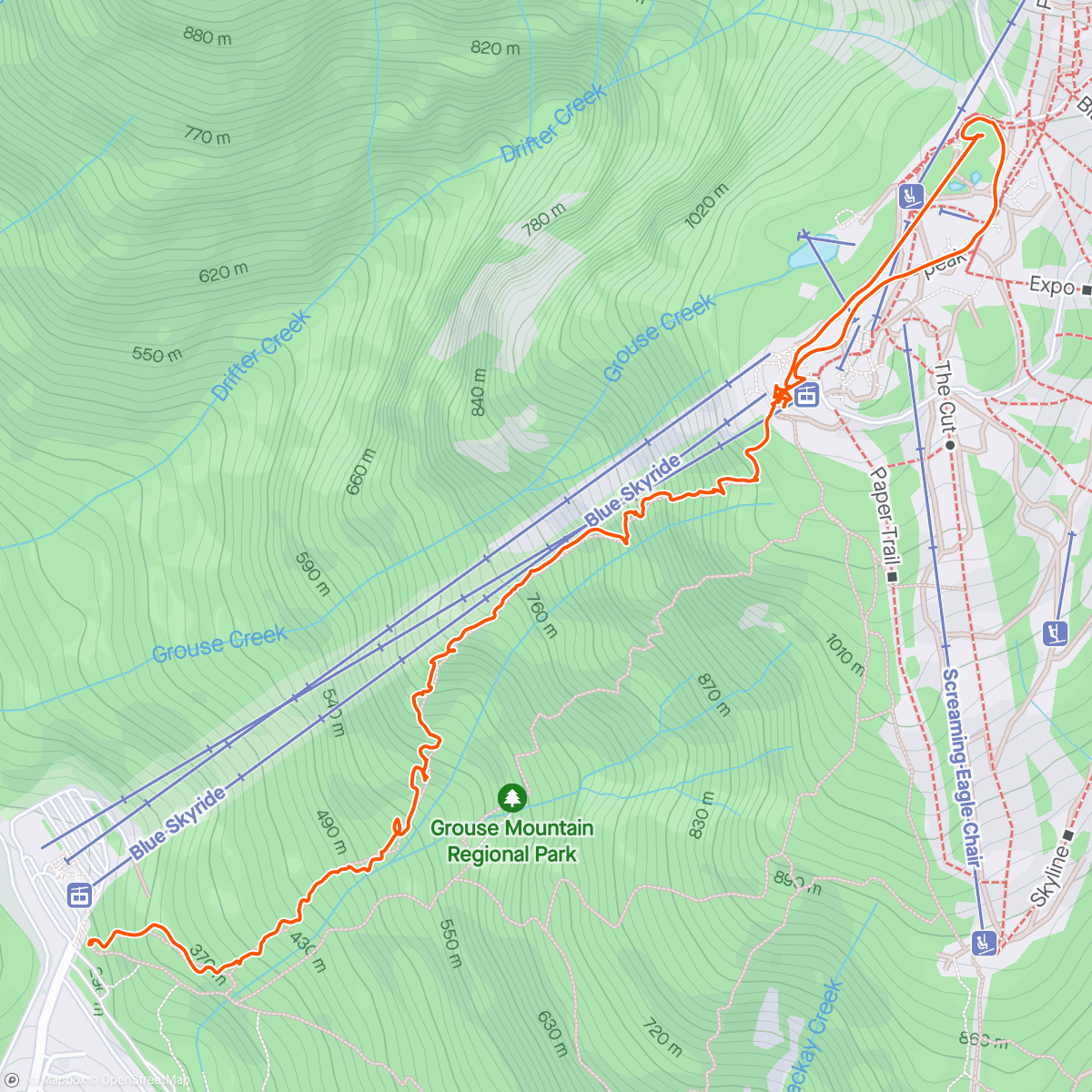 Map of the activity, Grouse grind
